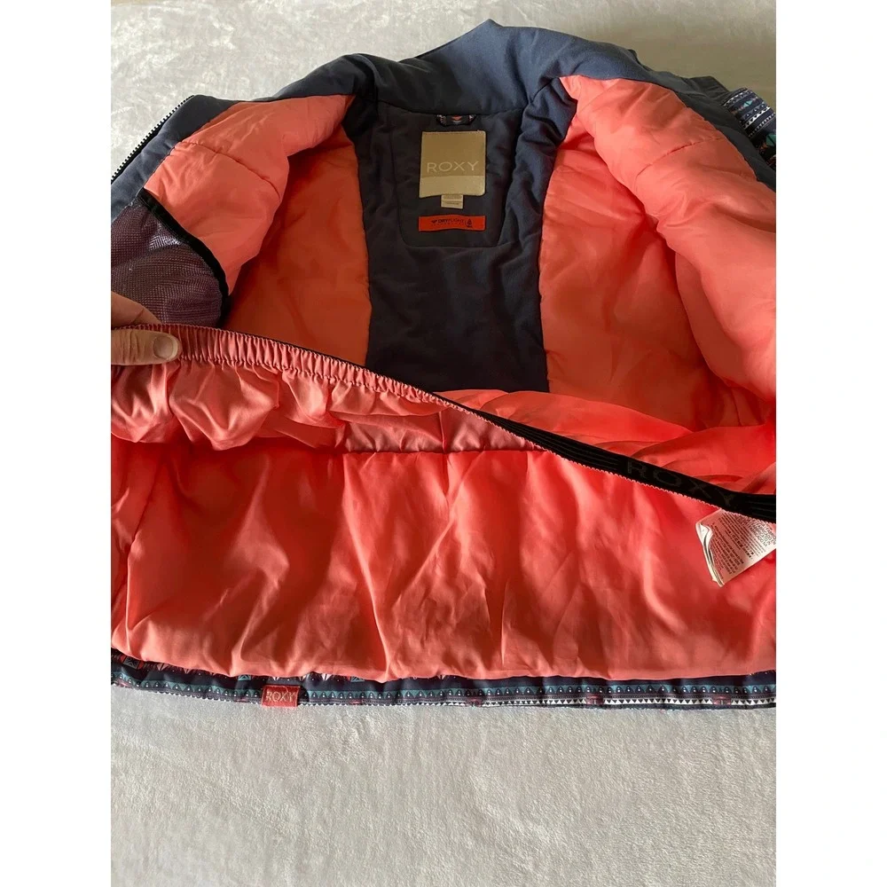 Roxy Kids Ski Snowboard Jacket Girls Size 10/M/M Geometric Print DryFlight 10K‎